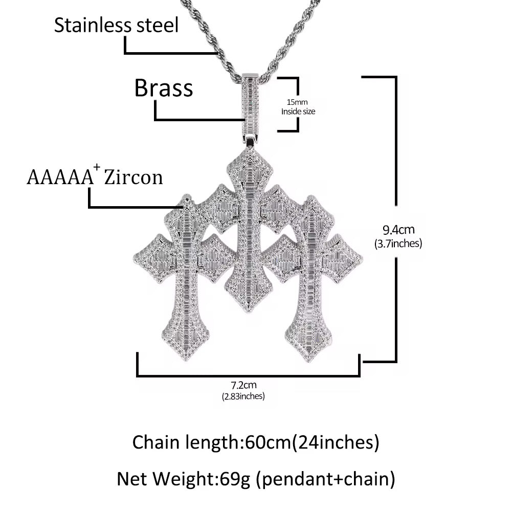 Tri-Cross Pendant + Chain