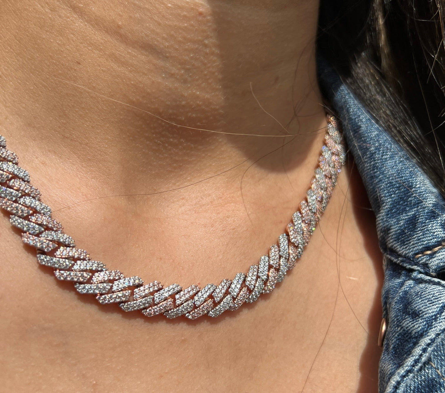 (10mm) 2 Toned Iced Chain (02095)