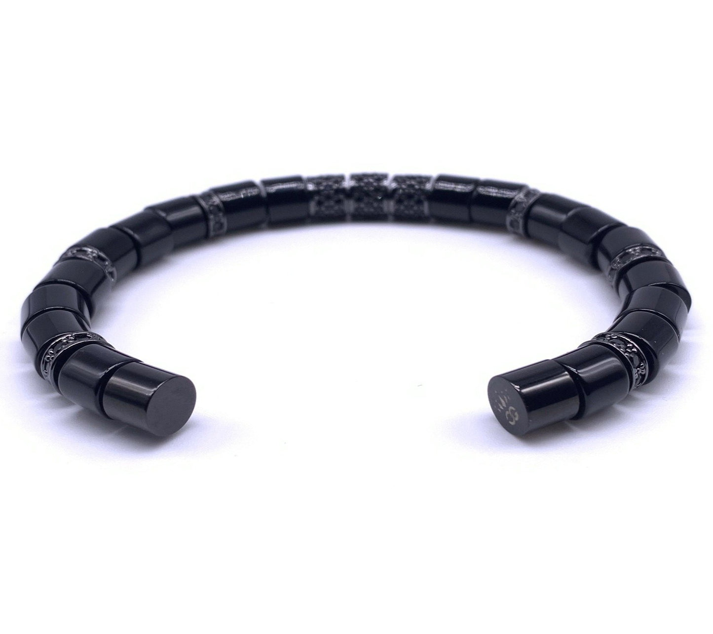 Brazalete para caballero-Obsidiana negra (02028)